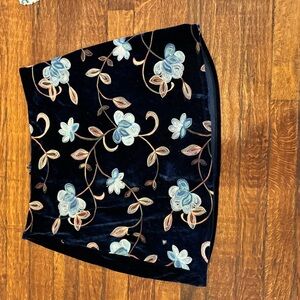 Floral Embroidered Black Skirt